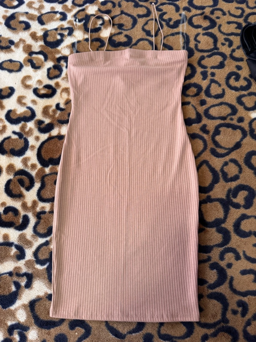 Bozzolo Ribbed Spaghetti Strap Midi Dress - Rose Taupe